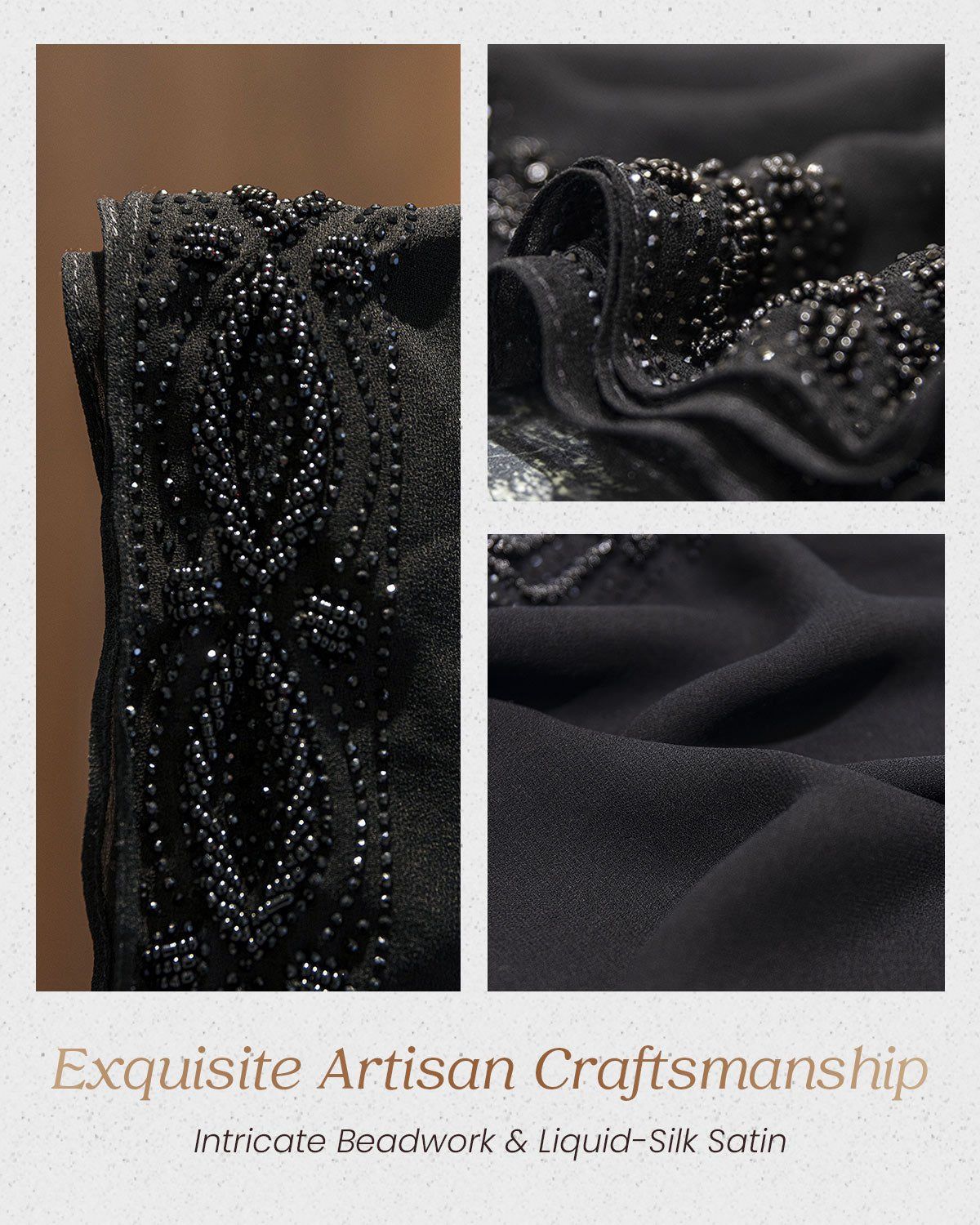 FEELITS TJ01 Embroidered Edge Black Hijab – Lightweight Modest Scarf - FEELITS
