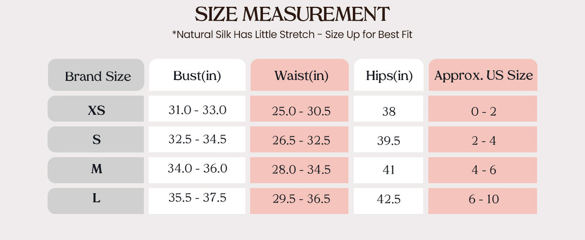 PJ03 updated size chart and fit guidance in inches