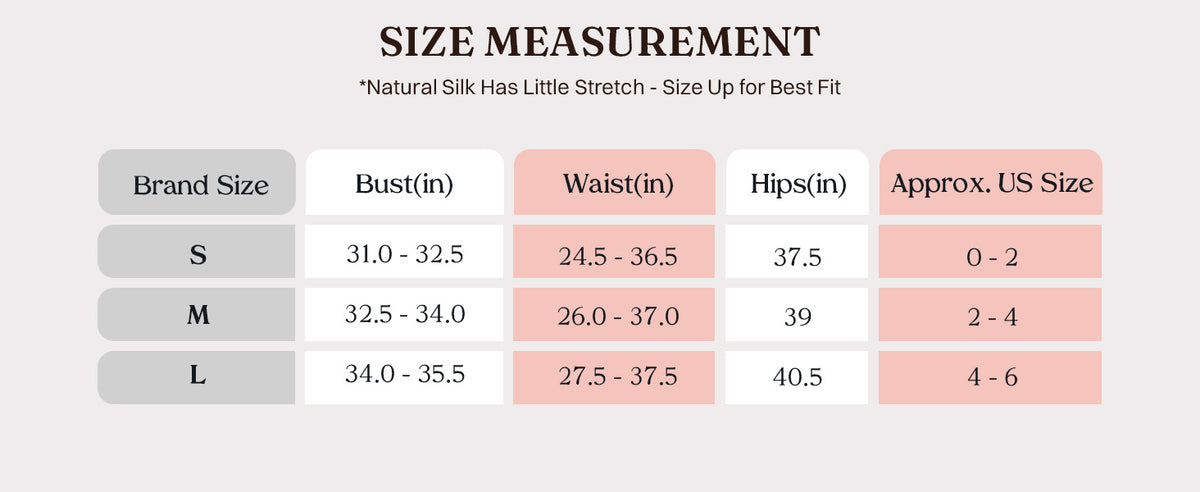 PJ04 updated size chart and fit guidance in inches