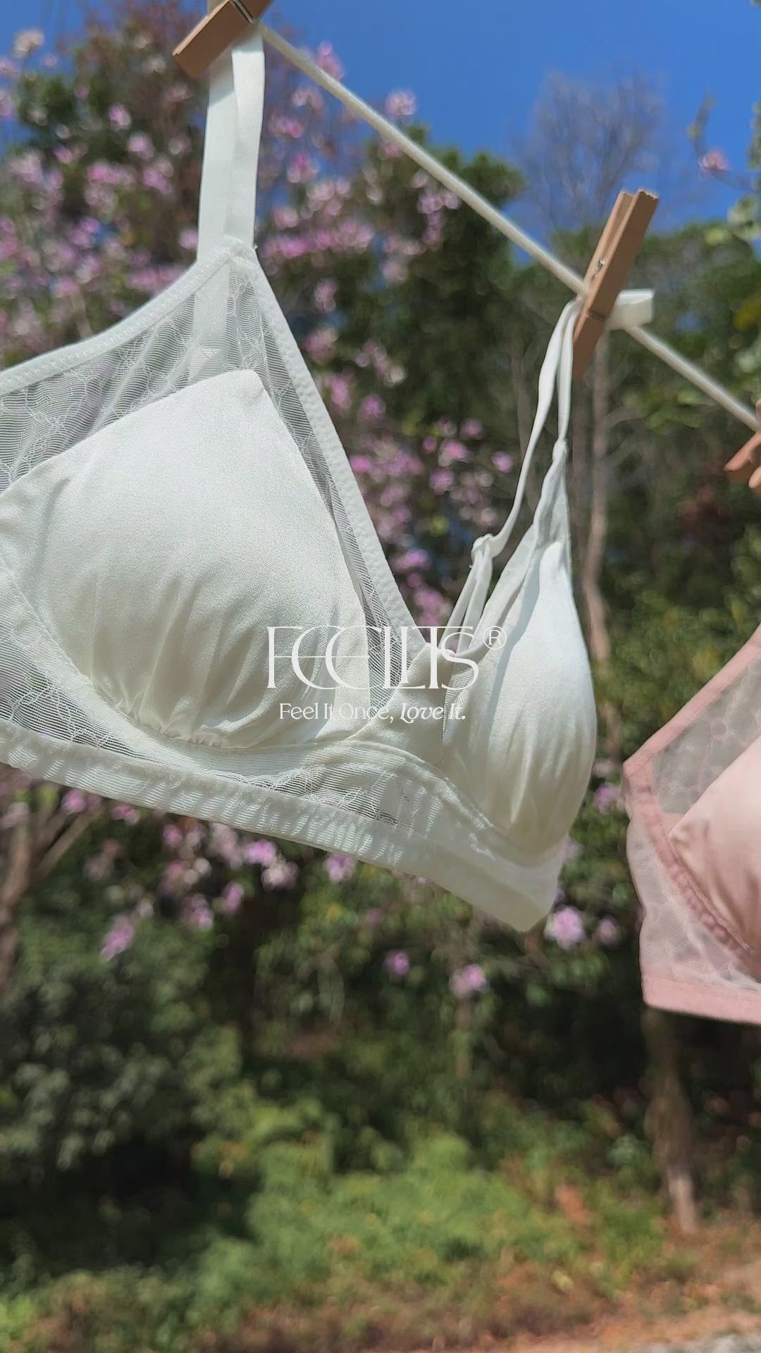 Soutien-gorge triangle en dentelle de soie FEELITS BRA06 – satin de soie de mûrier sans armatures, ultra-respirant et doux