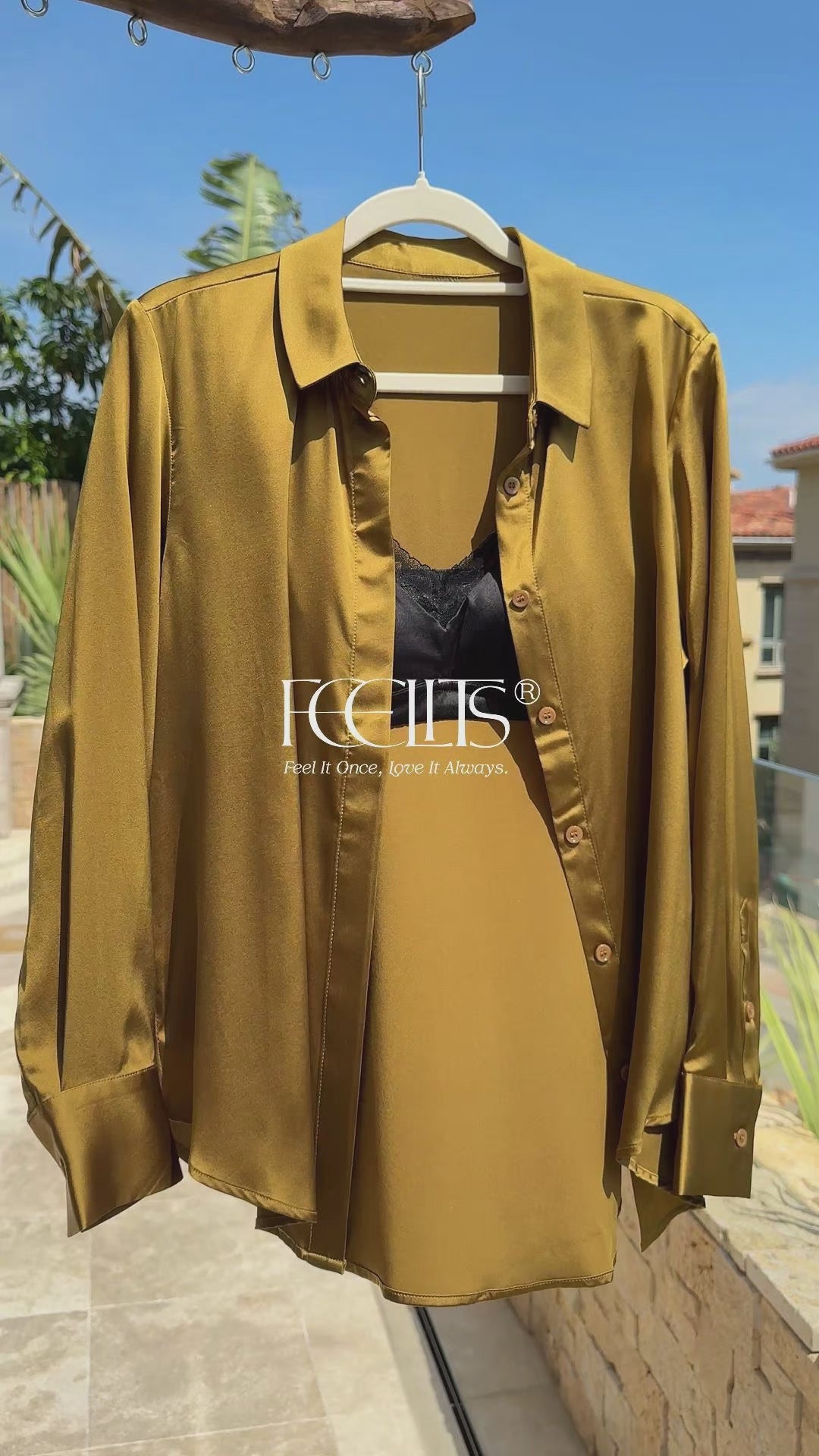 FEELITS BL01 22 Momme Mulberry Silk Button-Down Blouse – Long Sleeve Collared Work Shirt - FEELITS