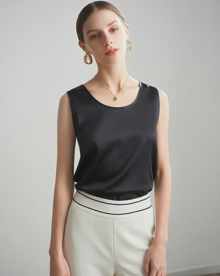 FEELITS TK01 19 Momme Mulberry Silk Loose-Fit Tank Top – 100% Silk, Flowy & Breathable - FEELITS