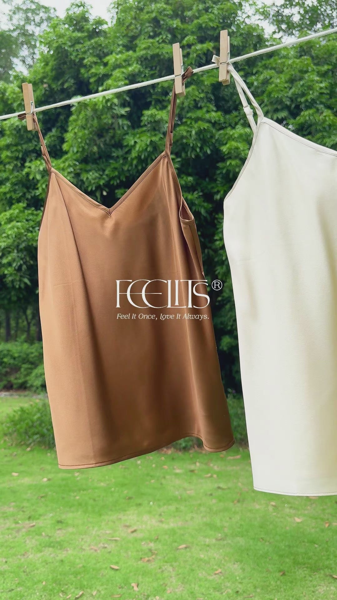 FEELITS TK08 22 Momme Mulberry Silk Crop Top – V-Neck Camisole with Adjustable Spaghetti Straps - FEELITS
