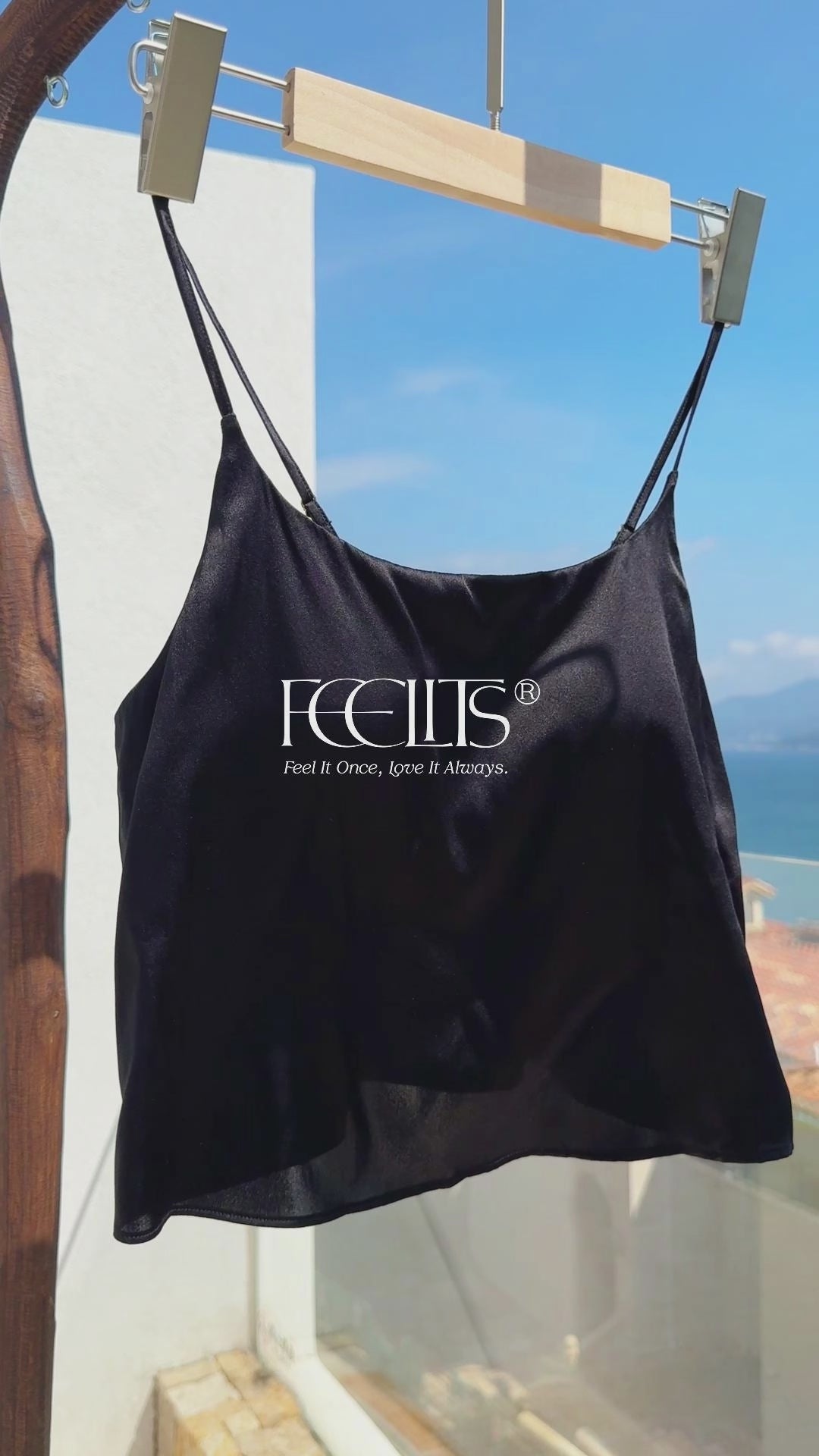 FEELITS TK16 22 Momme Silk Built-In Bra Camisole ¨C 100% Mulberry Silk Adjustable Strap Tank Top - FEELITS