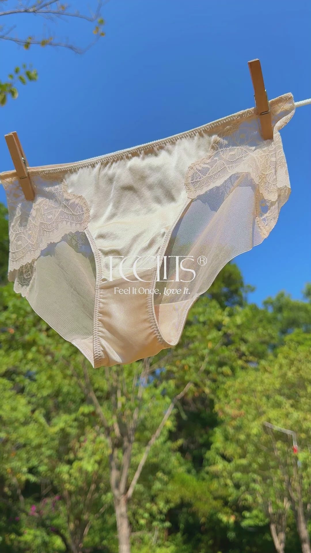 FEELITS KN23 Mutandine Bikini in Raso di Seta Gelso – Intimo in Seta Traspirante con Pizzo per Donna