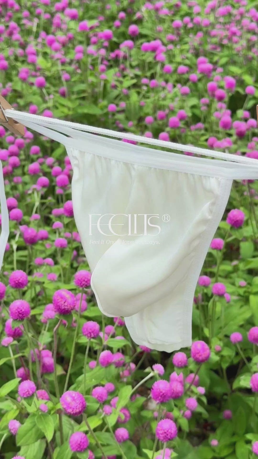 FEELITS THM04 Men's Side-Tie Mulberry Silk Thong - Adjustable Fit, Double-Layer Pouch