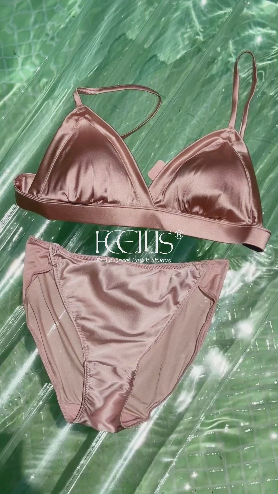 FEELITS KN26 Mulberry Silk High-Cut Bikini Panties – Shiny Satin Underwear for Women - FEELITS