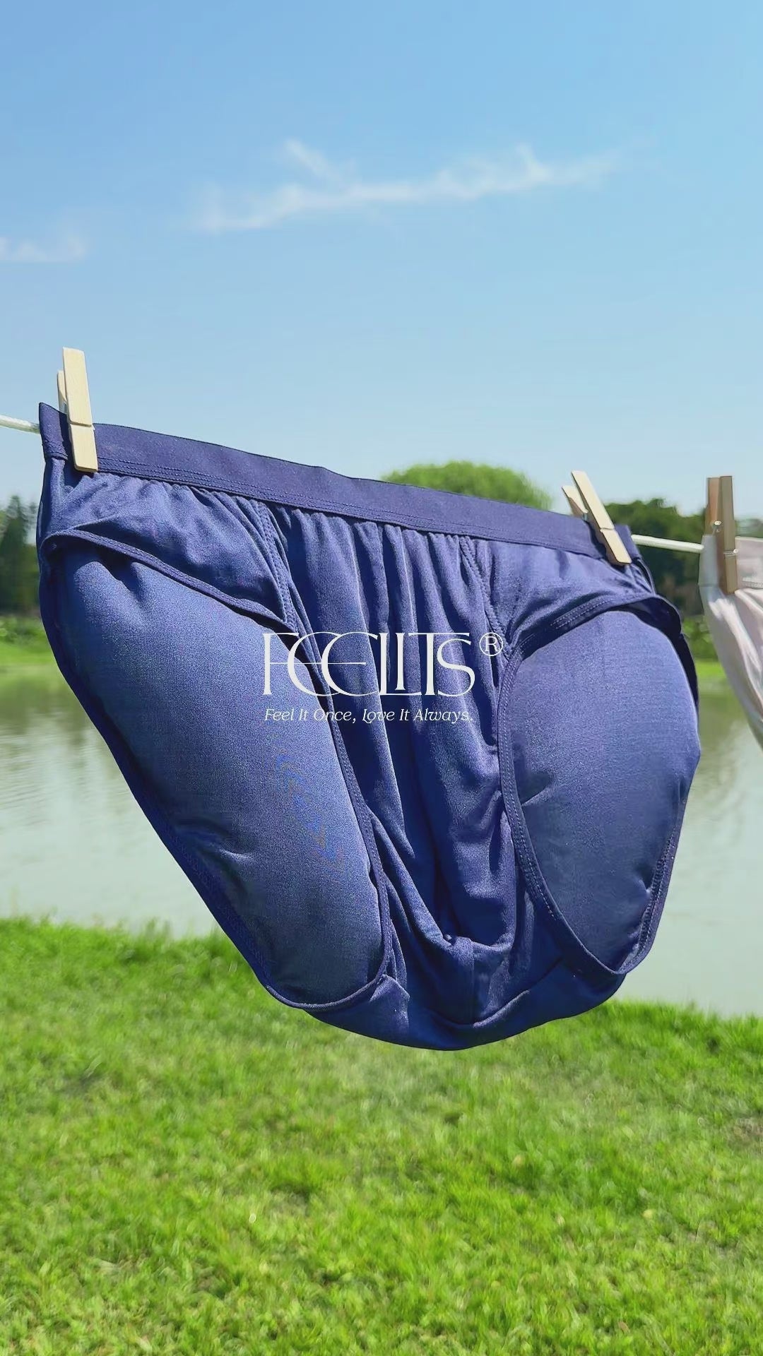 FEELITS KNM01 Men’s Silk Mid-Rise Classic Briefs – 6A Mulberry Silk, Breathable & Supportive - FEELITS