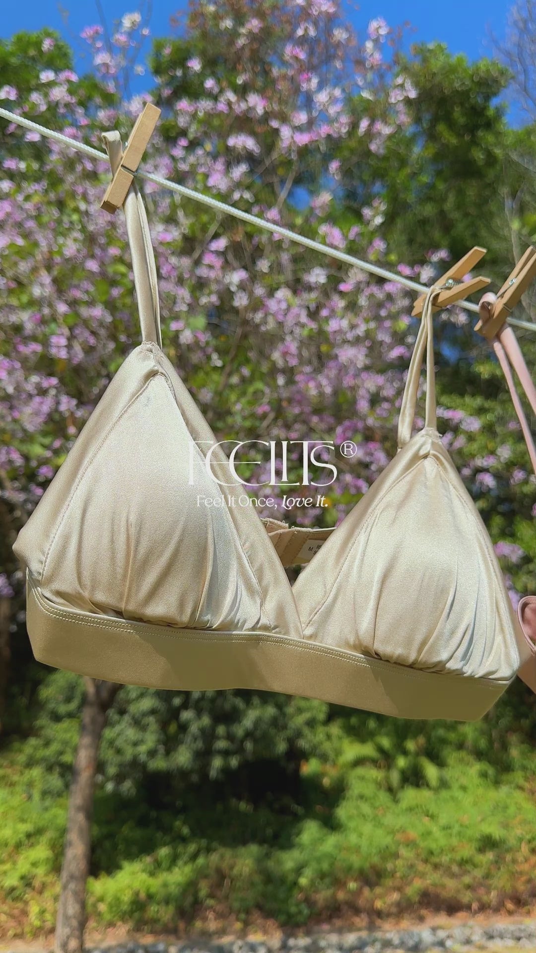 FEELITS BRA04 Silk Wireless Triangle Bralette – 6A Mulberry Silk, Breathable & Ultra-Soft - FEELITS