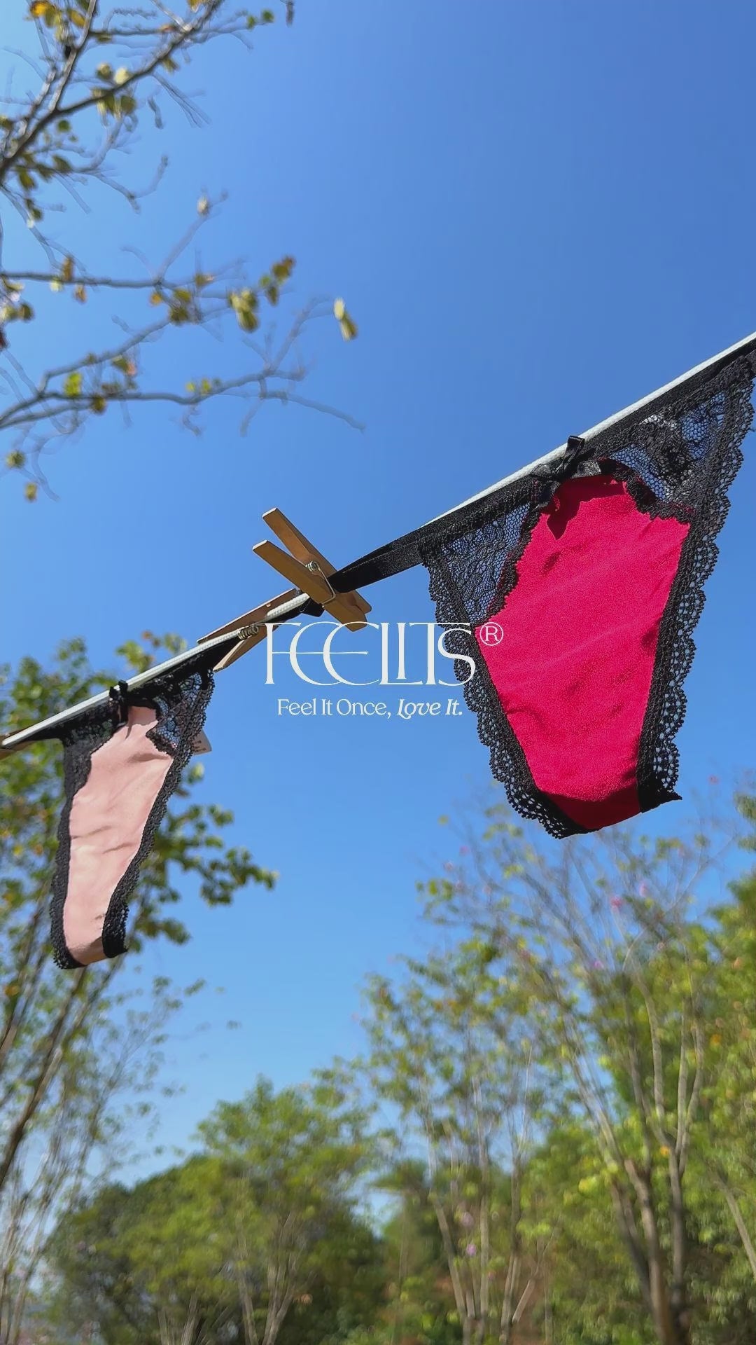 FEELITS TH12 string ficelle en soie de mûrier – avec dentelle, invisible sous les vêtements, en matière respirante et séchage rapide