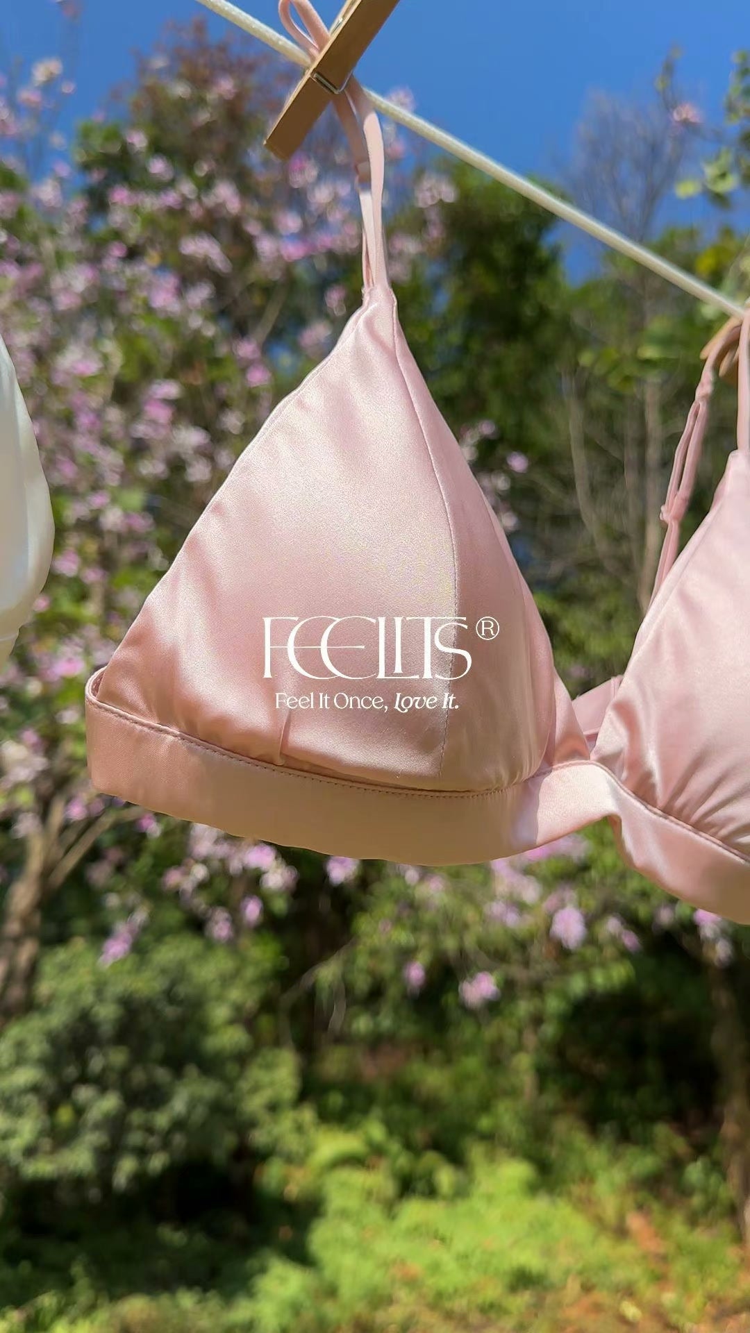 FEELITS BRA02 Silk Wireless Triangle Bralette – Wire-Free Silk Satin Bra, Breathable & Ultra-Soft