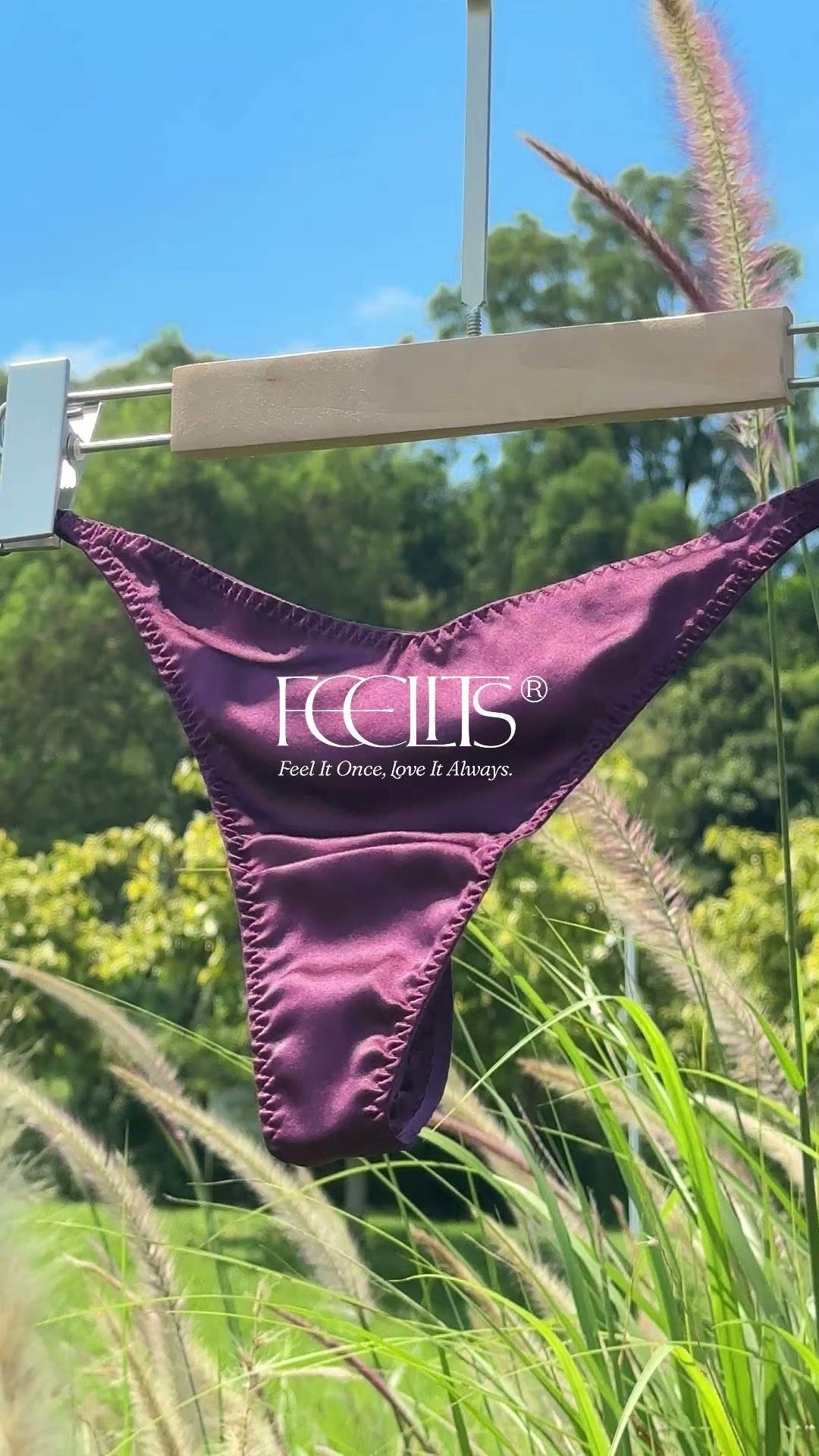 FEELITS SPA33 Smooth Mid-Rise Silk T-Back Thong Panties – 6A Mulberry Silk, No-Show & Quick-Dry