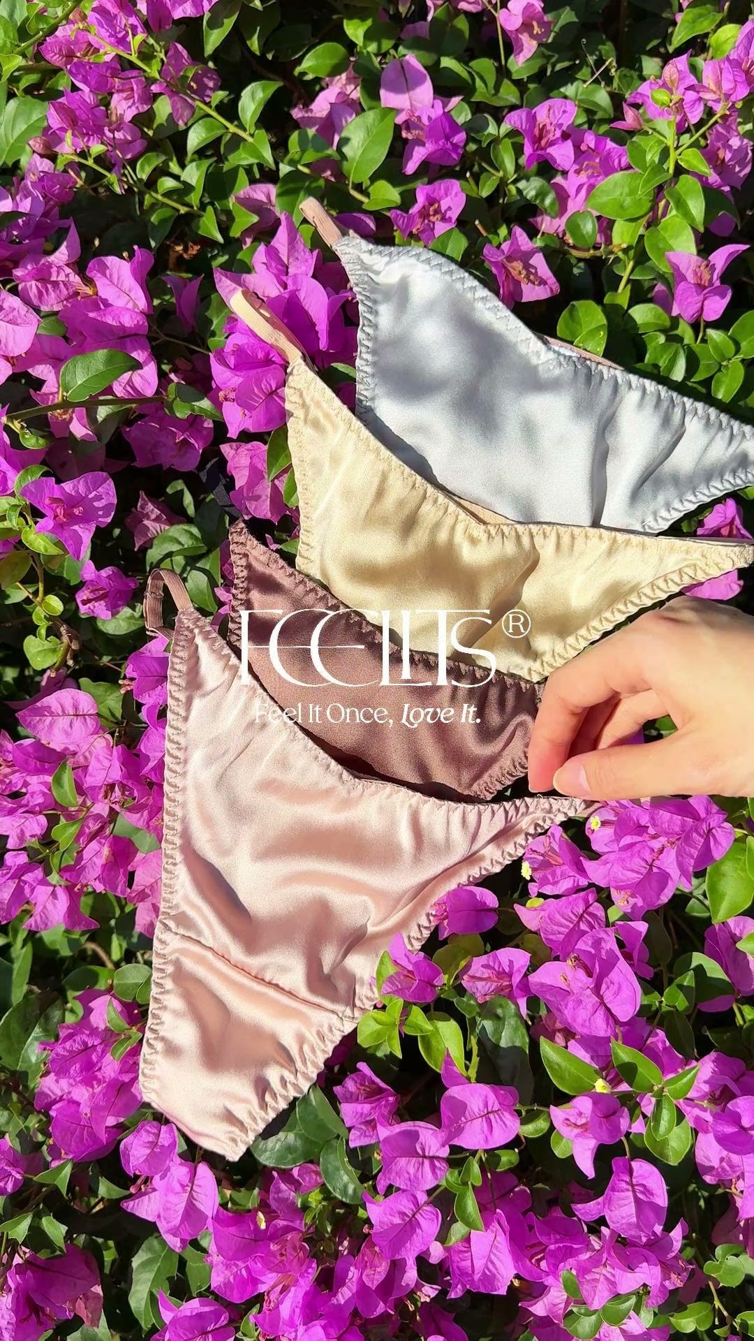 FEELITS TH01 Silk V-Front G-String Panties – 100% Mulberry Silk, Adjustable Ties - FEELITS