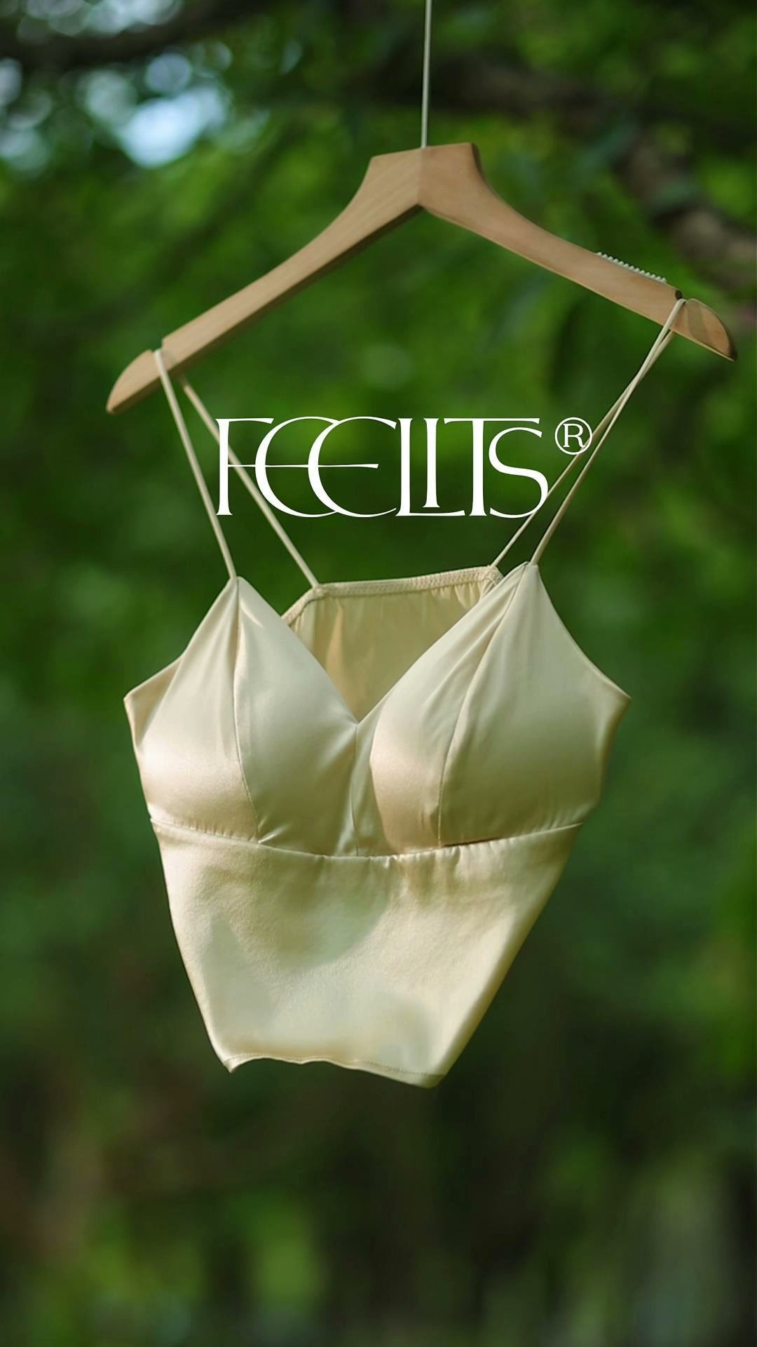 FEELITS BRA03 Silk Bralette Camisole – Wireless Mulberry Silk Satin, Soft & Breathable