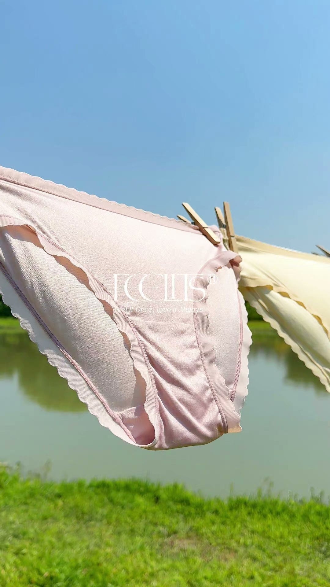 FEELITS KN27 Mulberry Silk Scalloped-Edge Bikini Panties – Ultra-Soft, Breathable & Quick-Dry
