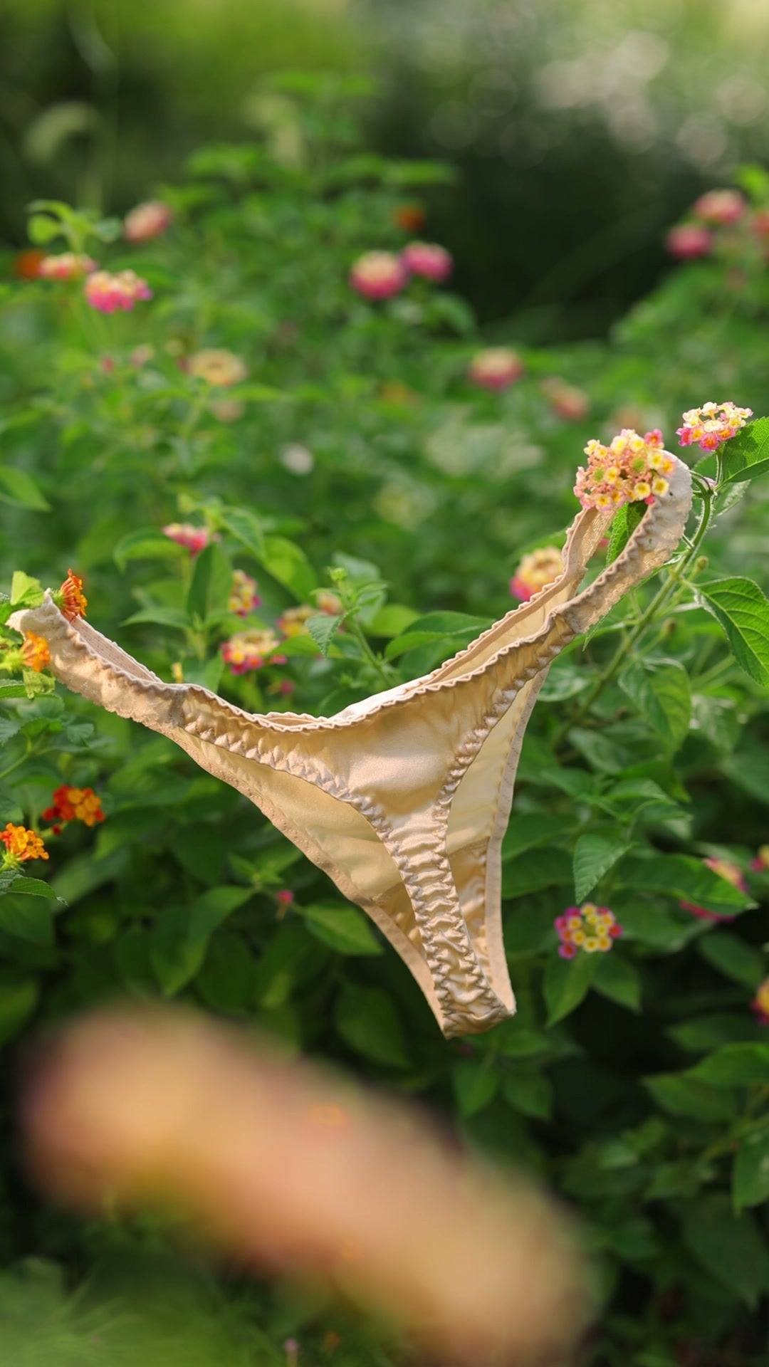 TH15 mulberry silk V-string panties front view | FEELITS