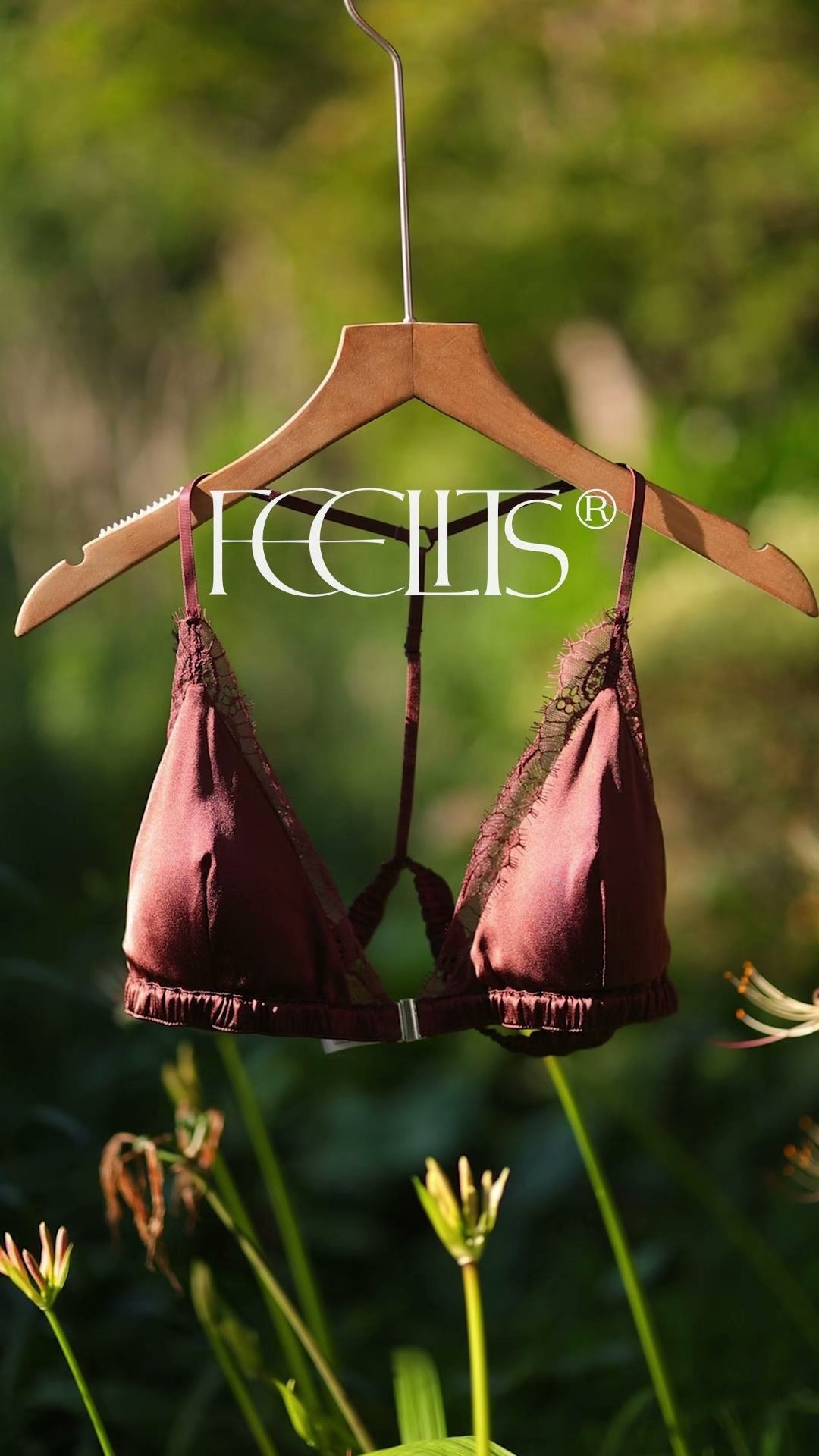 FEELITS BRA11 22 Momme Mulberry Silk Triangle Bralette – Front Closure, Wire-Free Y-Back Bra