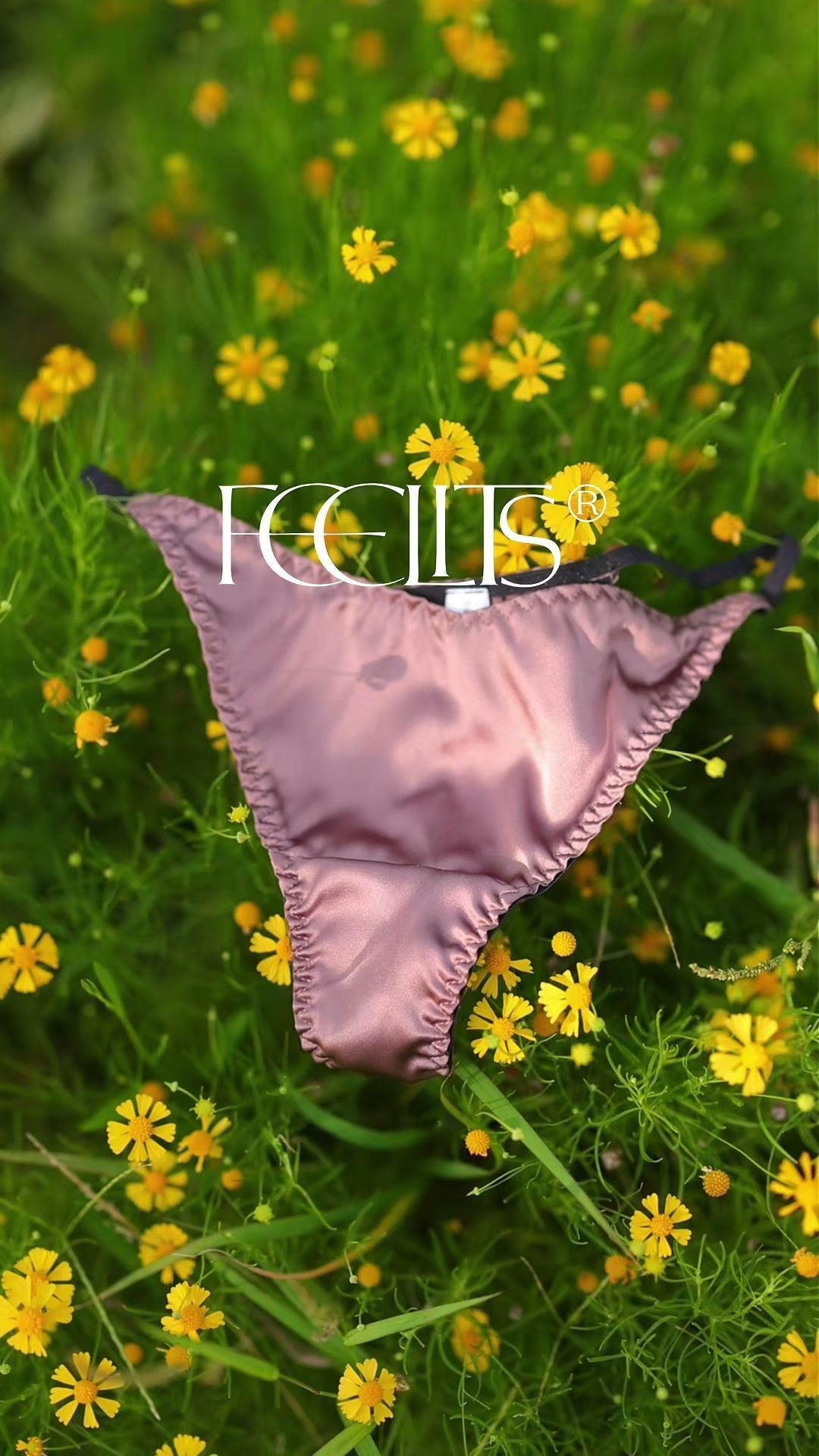 FEELITS TH01 Silk V-Front G-String Panties – 100% Mulberry Silk, Adjustable Ties