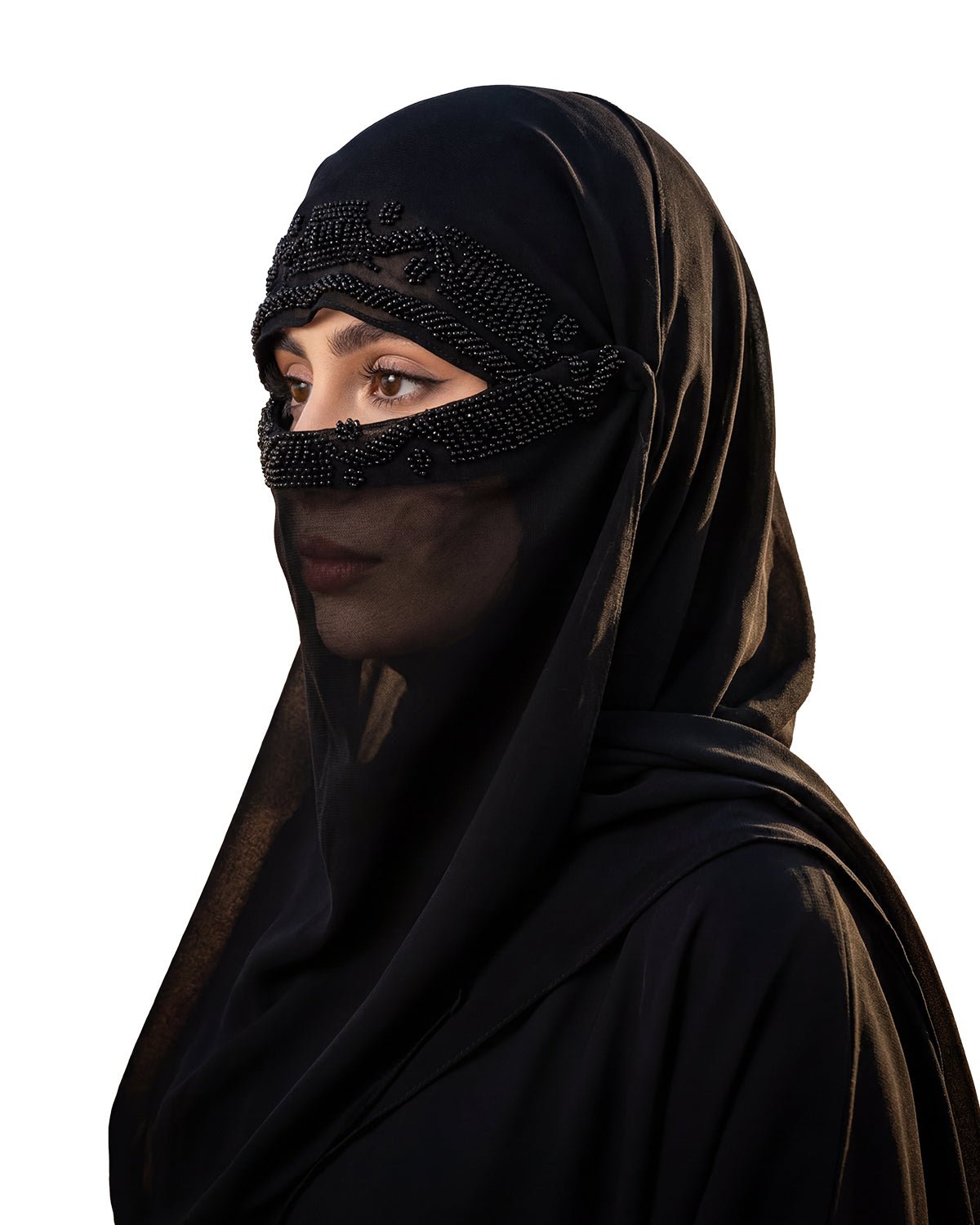 FEELITS TJ05 Black Sheer Veil Hijab – Layered Face Cover Modest Scarf - FEELITS