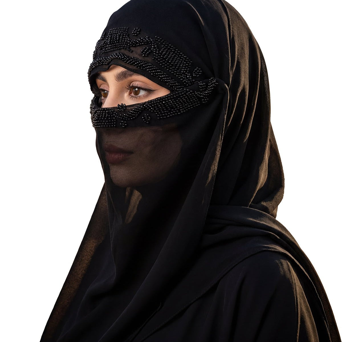 TJ05 Black Sheer Veil Hijab | FEELITS