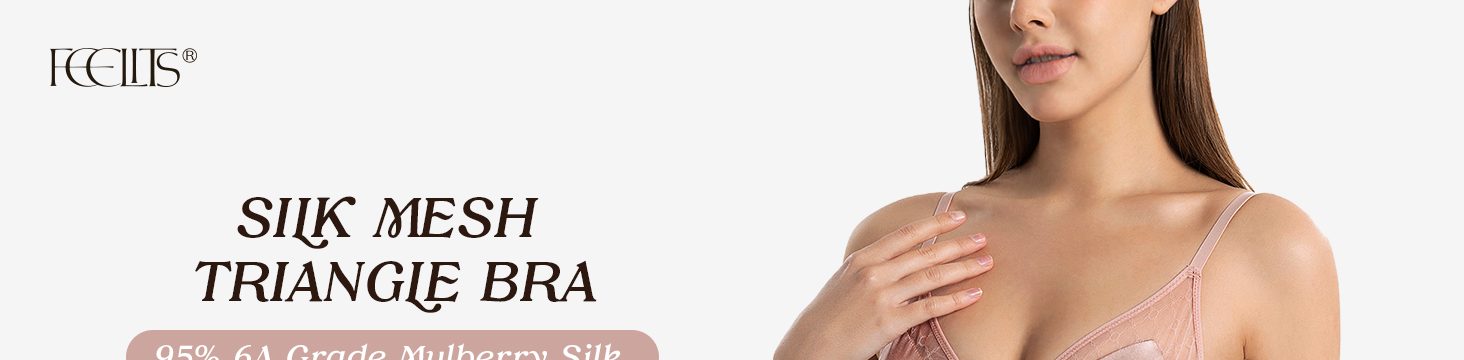 BRA06 silk lace triangle bralette with wireless soft cups and breathable mesh details