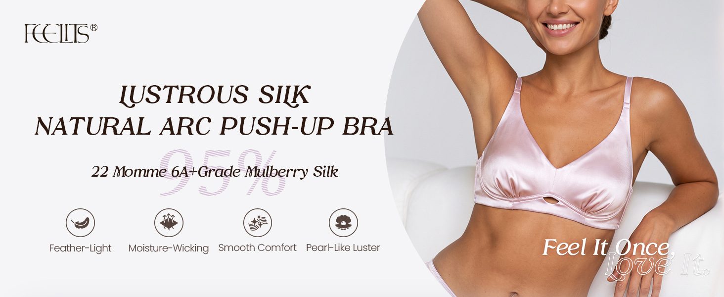 BRA13 22 momme mulberry silk lace push-up bralette with wire-free natural lift