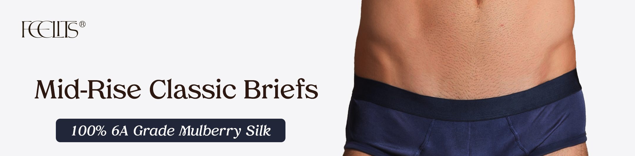 KNM01 men's silk mid-rise classic briefs in 6A mulberry silk with breathable support