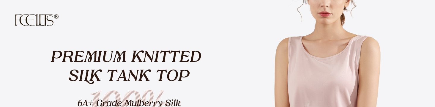 TK18 knitted mulberry silk scoop neck tank top with ultra-soft breathable comfort